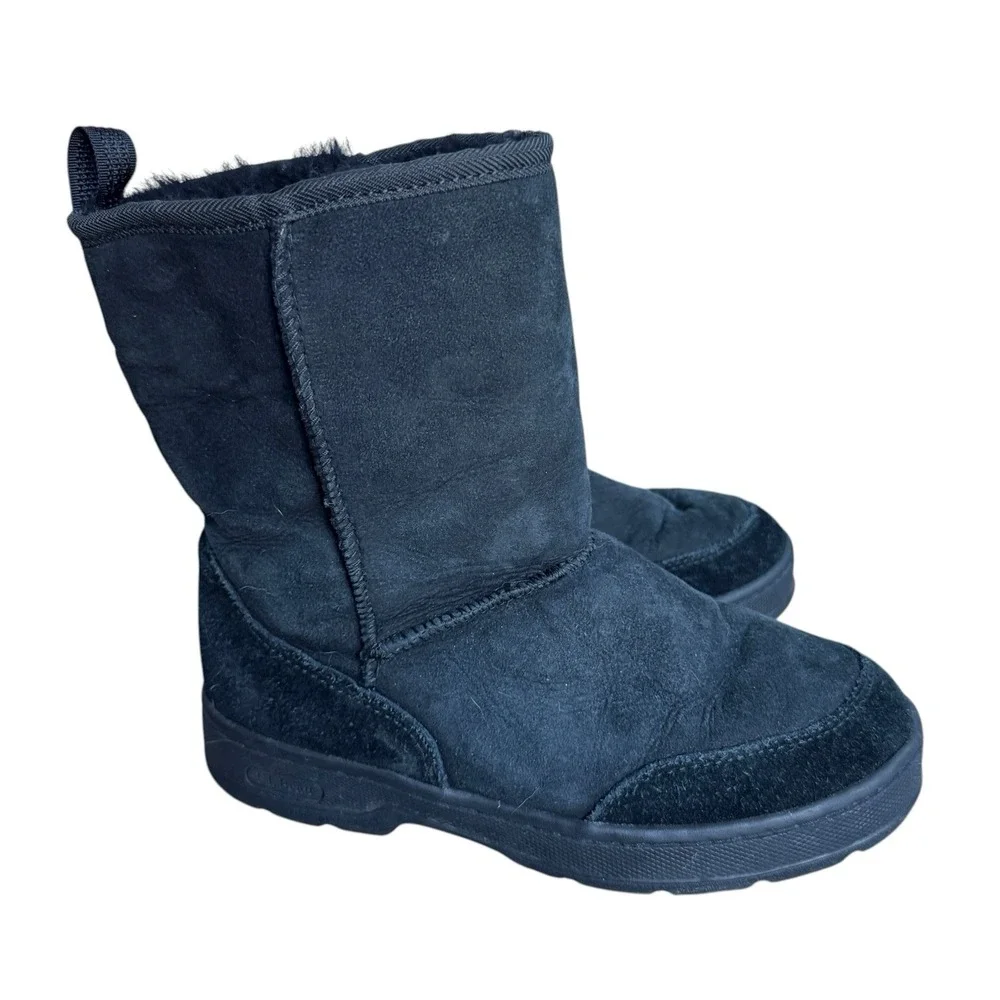 LL Bean Wicked‎ Good Suede Leather Winter Boots Shearling Lined Black Size 6